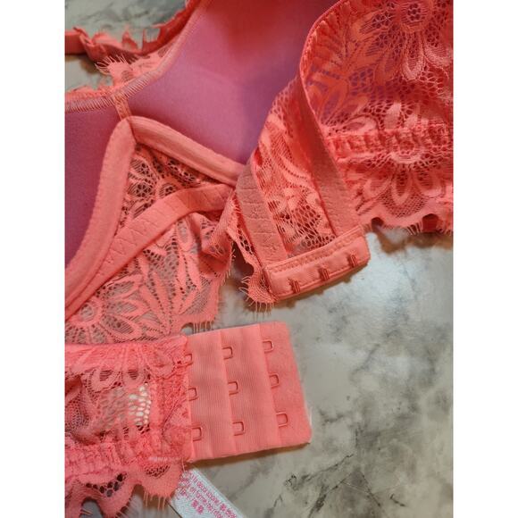 PINK Victoria's Secret Floral Lace Adjustable Halter Strap‎ Bralette Bra Size M - Picture 4 of 6